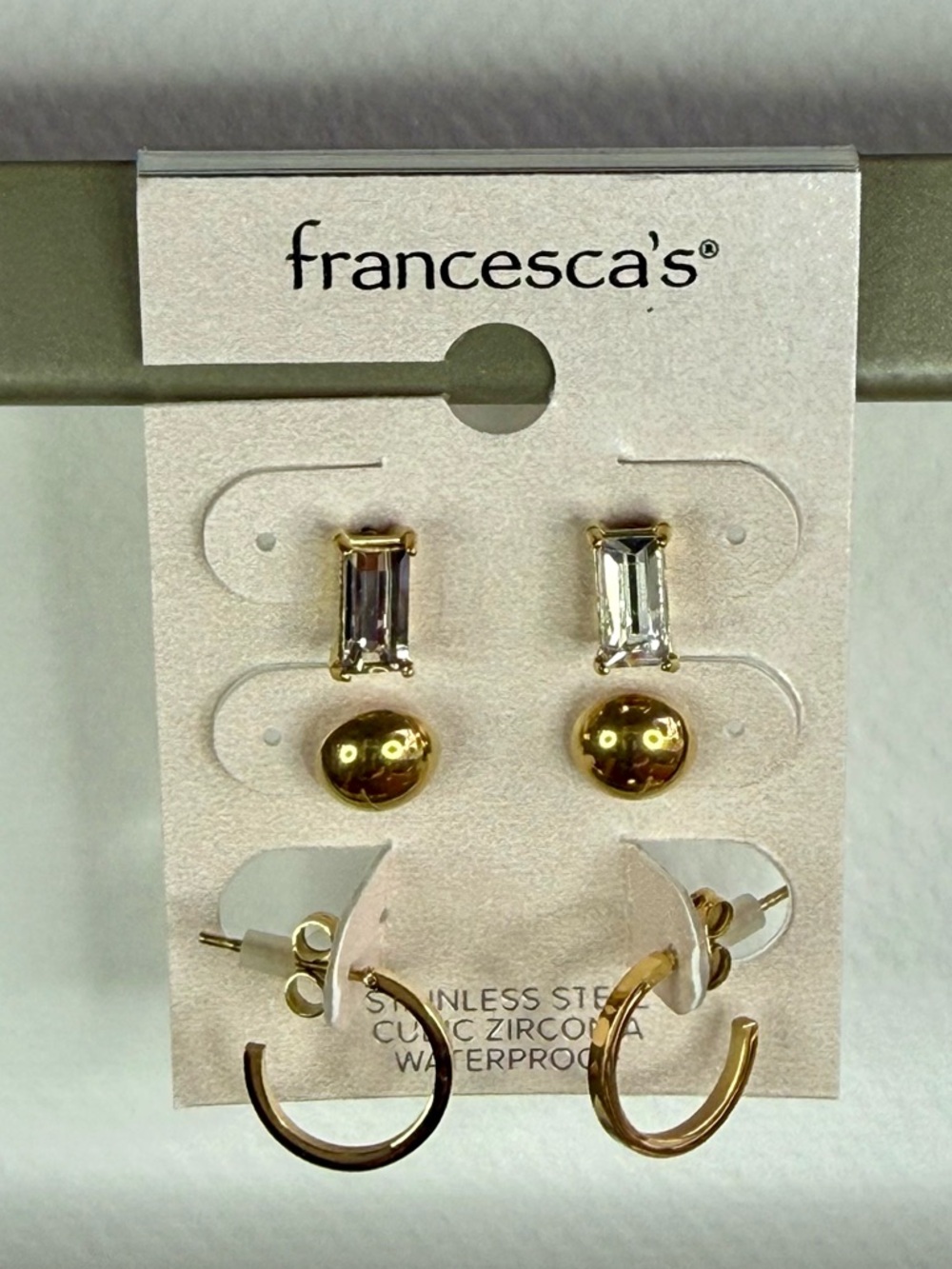 Francesca's Collections Gold and Clear Mixed Earring Set